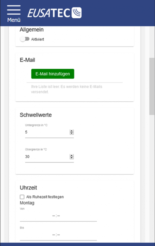 EUSATEC Schwellwert Konfiguration