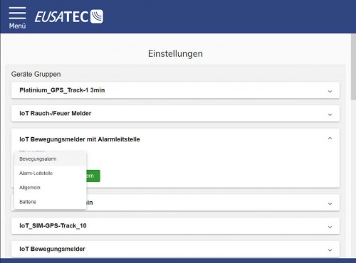EUSATEC IoT Cloud-Service Einstellungen